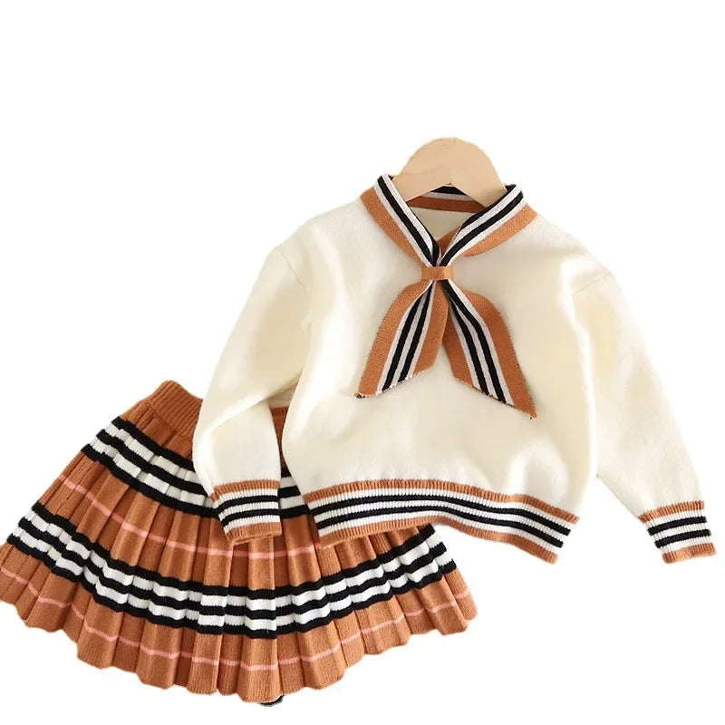 Girls Two Piece Sweater Skirt Suit