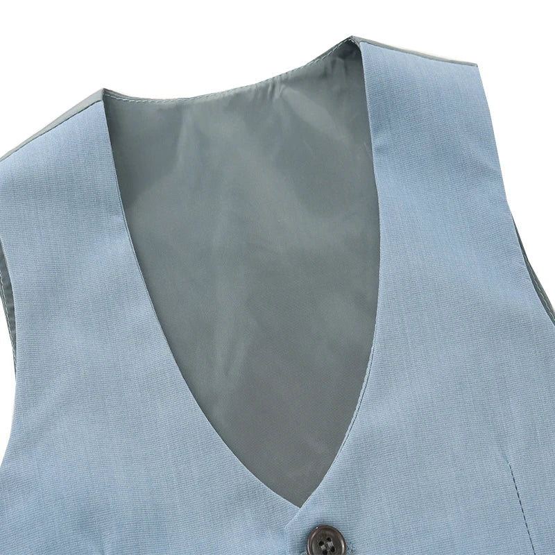 Solid Vest Suit Cotton Formal Wears