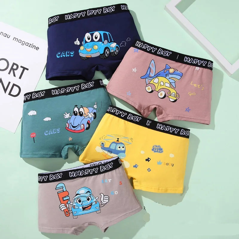 5pcs Kids Cartoon Underwear Boxers