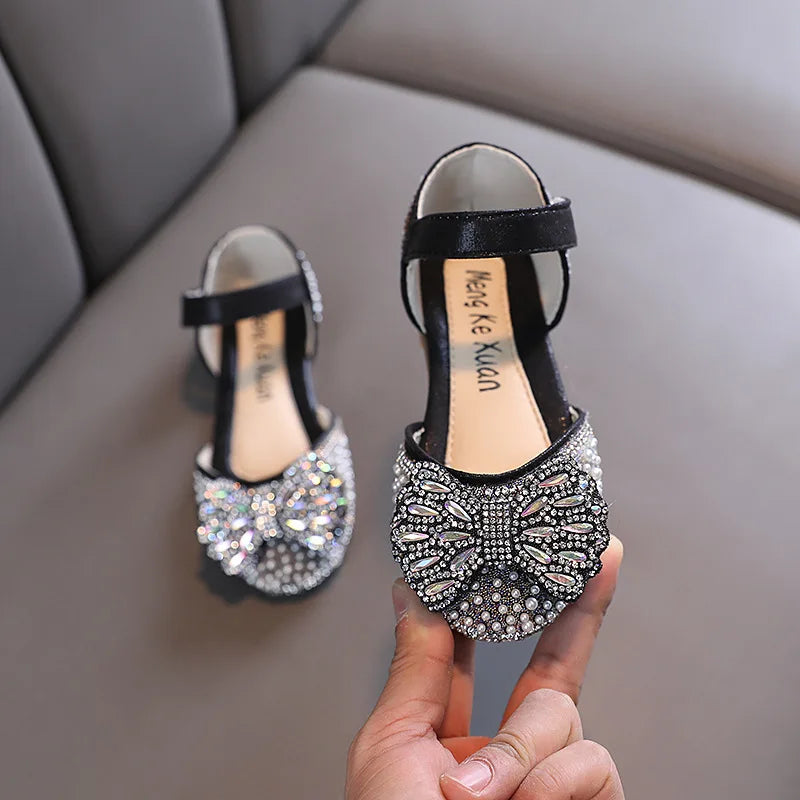 Girl Sequin Sandals Rhinestone Bow