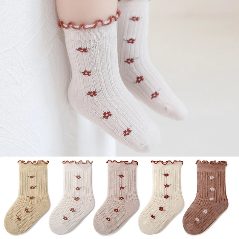 Girls Flower Mid Calf Long Sock