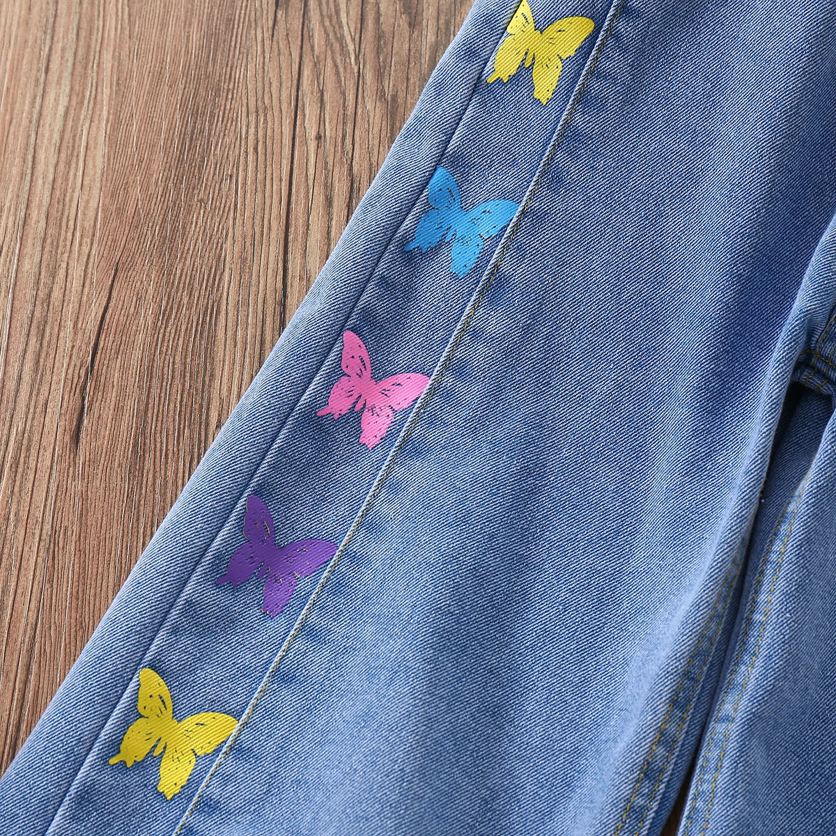 Girls Jeans Butterfly Print