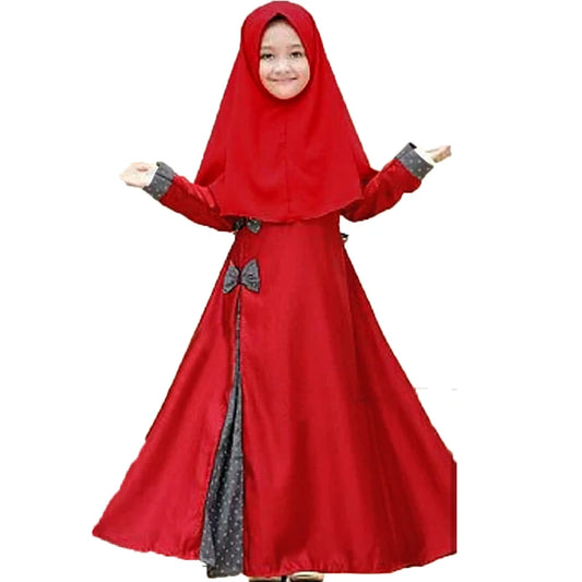 Red Long Seeve Dress Outfit Headscarf