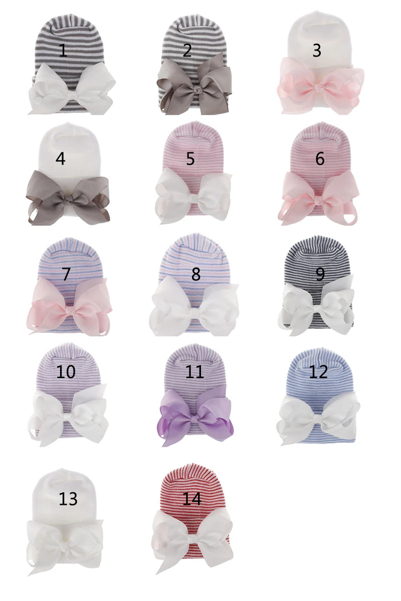 Baby Knit Large Ribbon Bow Beanie