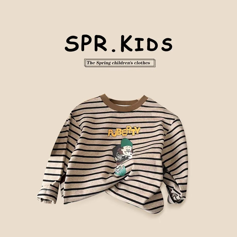 Cotton Striped Long Sleeve T-shirts