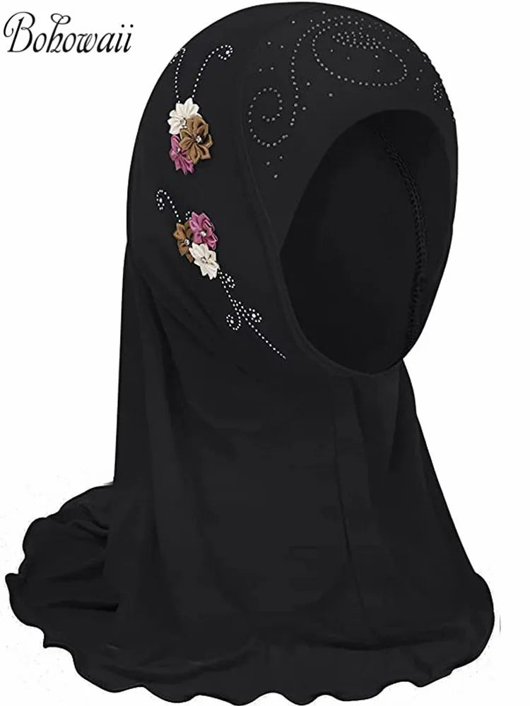 Girls Muslim Instant Floral Scarfs