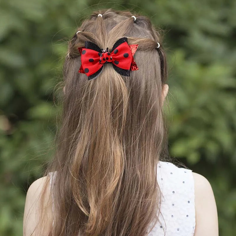 2Pcs Ladybug Bow clip