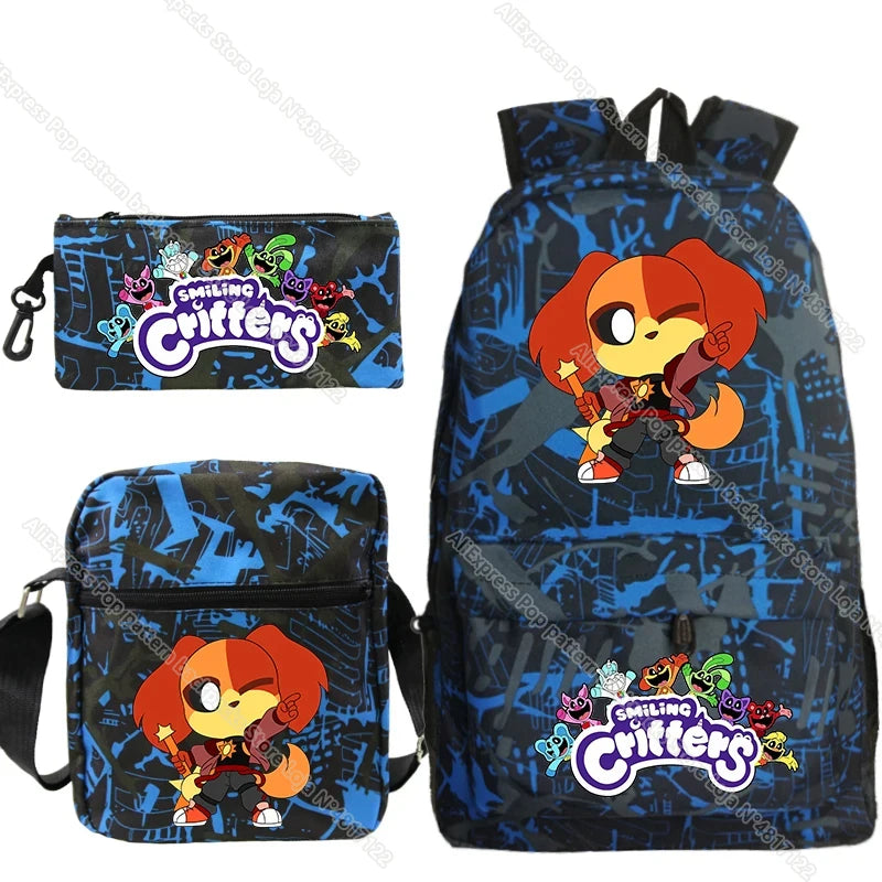 Smiling Critter Children Backpack 3Pcs