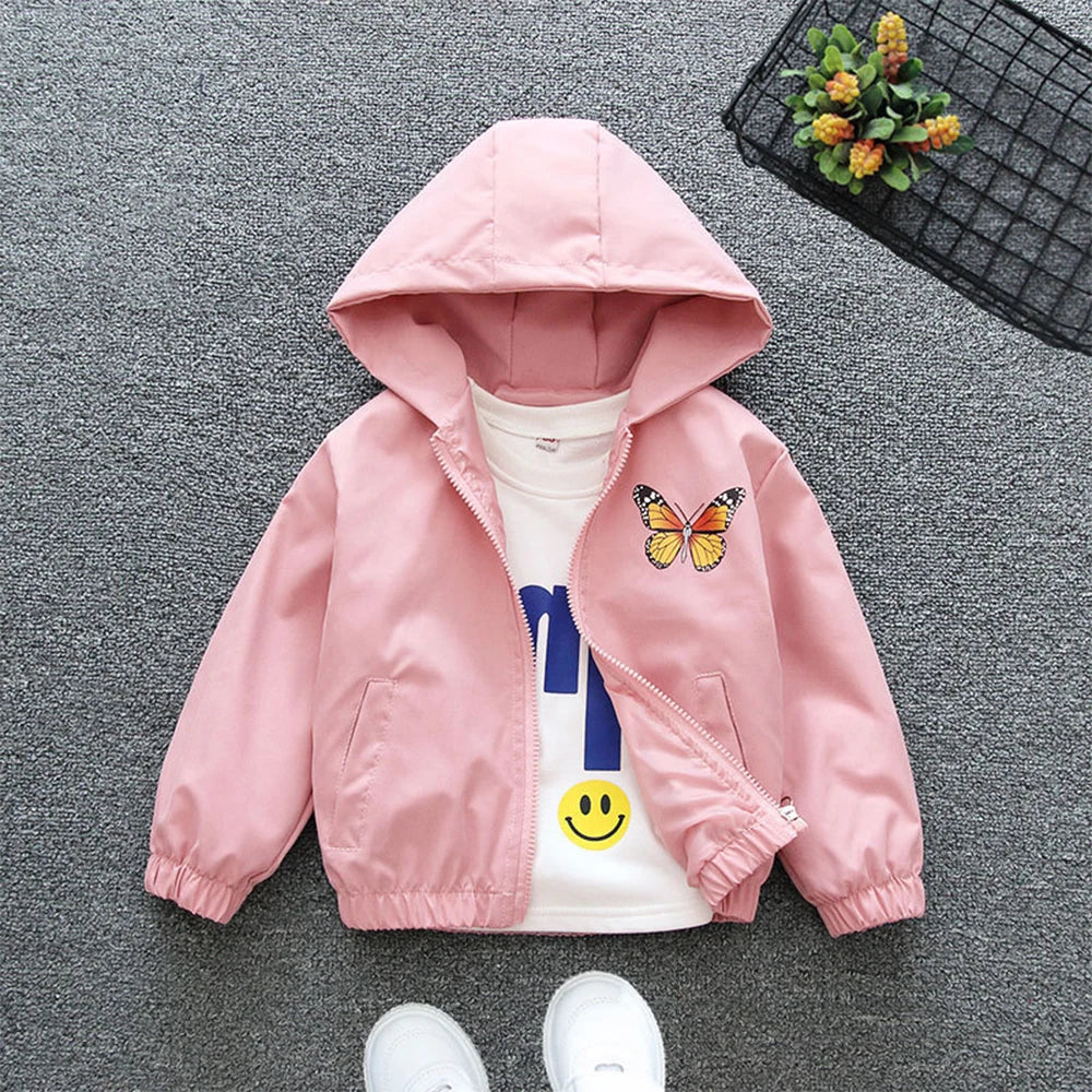 Hooded Sequin Butterfly Zipper Jacket