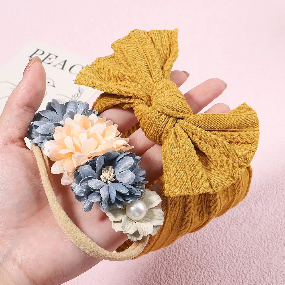 3Pcs Knit Flower Headbands