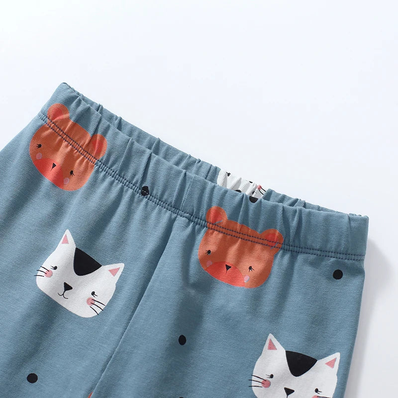 Girls Cotton Cat Tshirt Pant Set