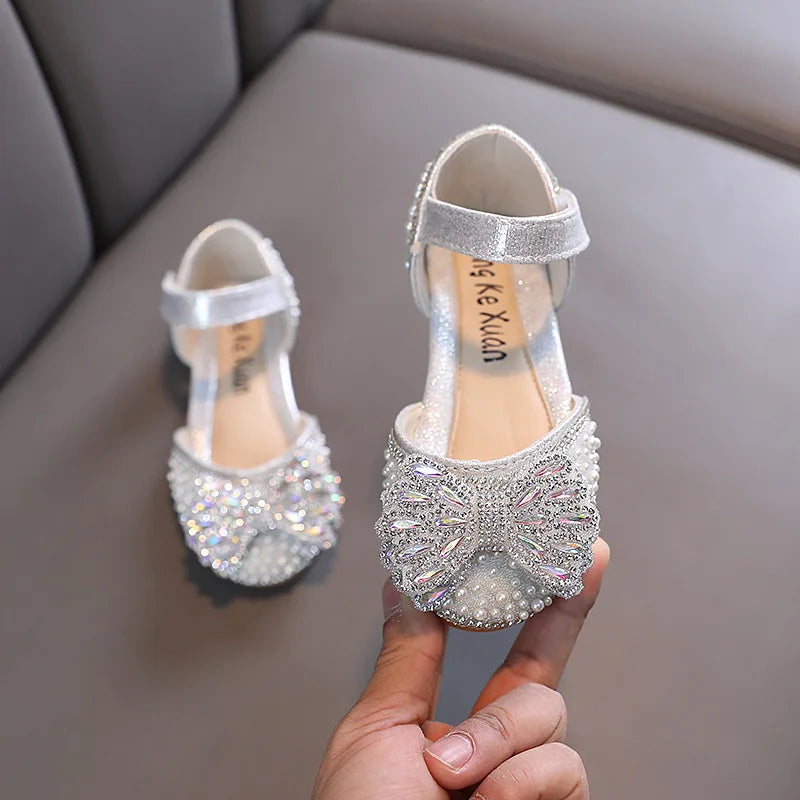 Girl Sequin Sandals Rhinestone Bow