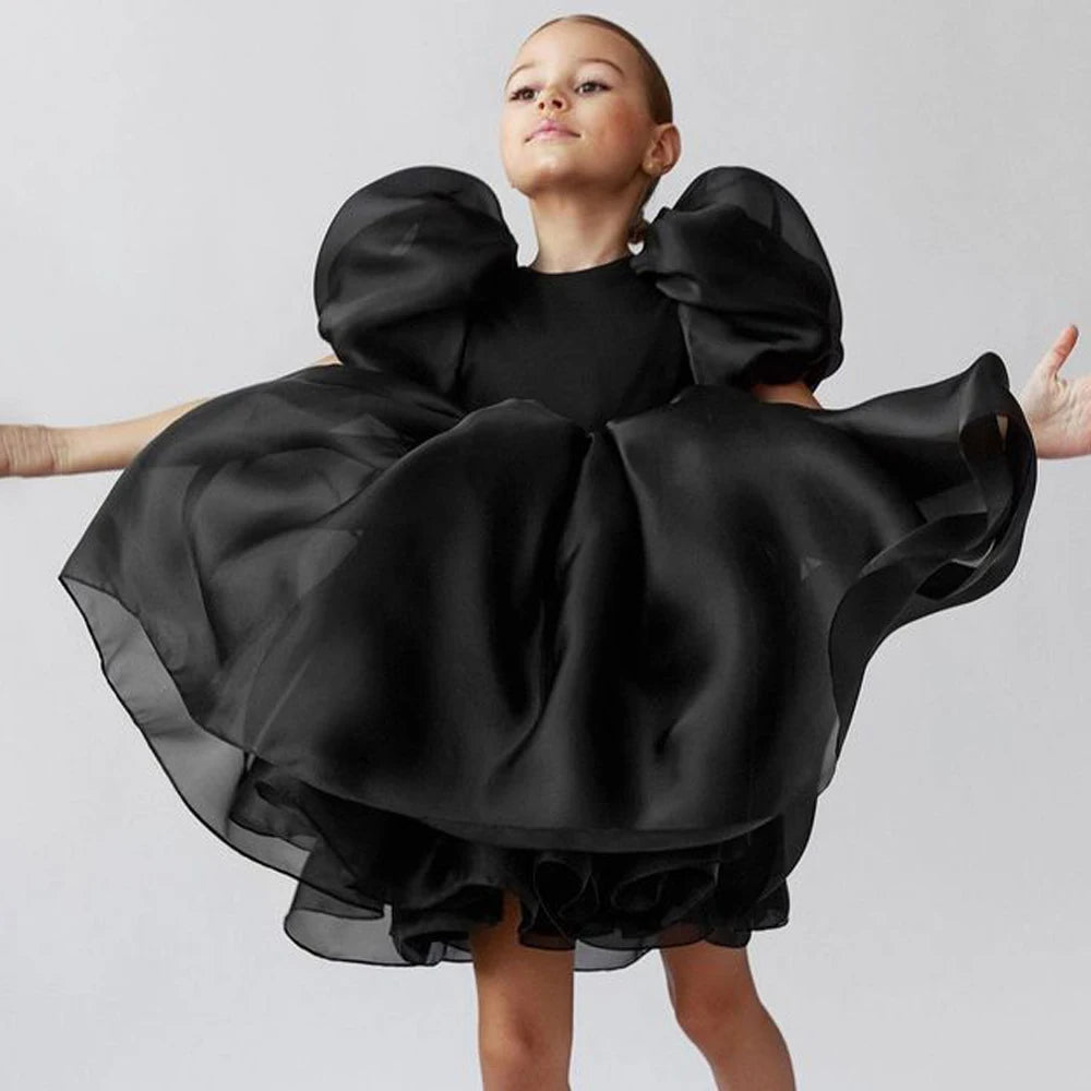 Girl Princess Dress Tulle Puff Sleeve