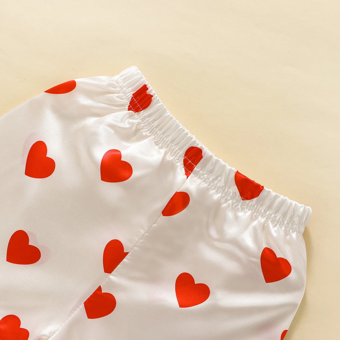 Heart Print Short Sleeve Tops Shorts