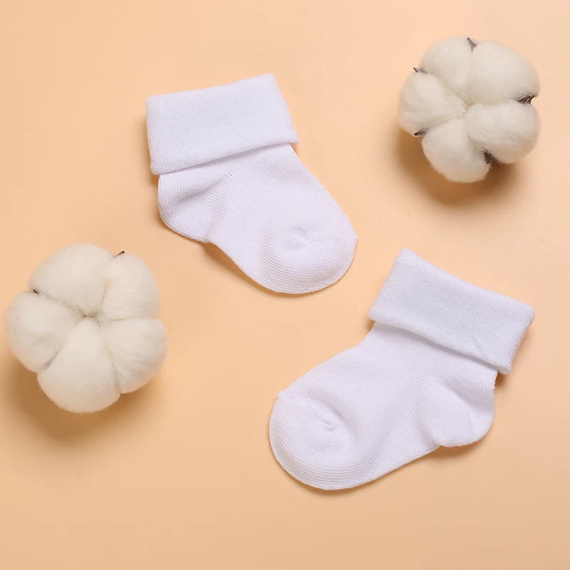 4 Pairs White Cotton Baby Socks