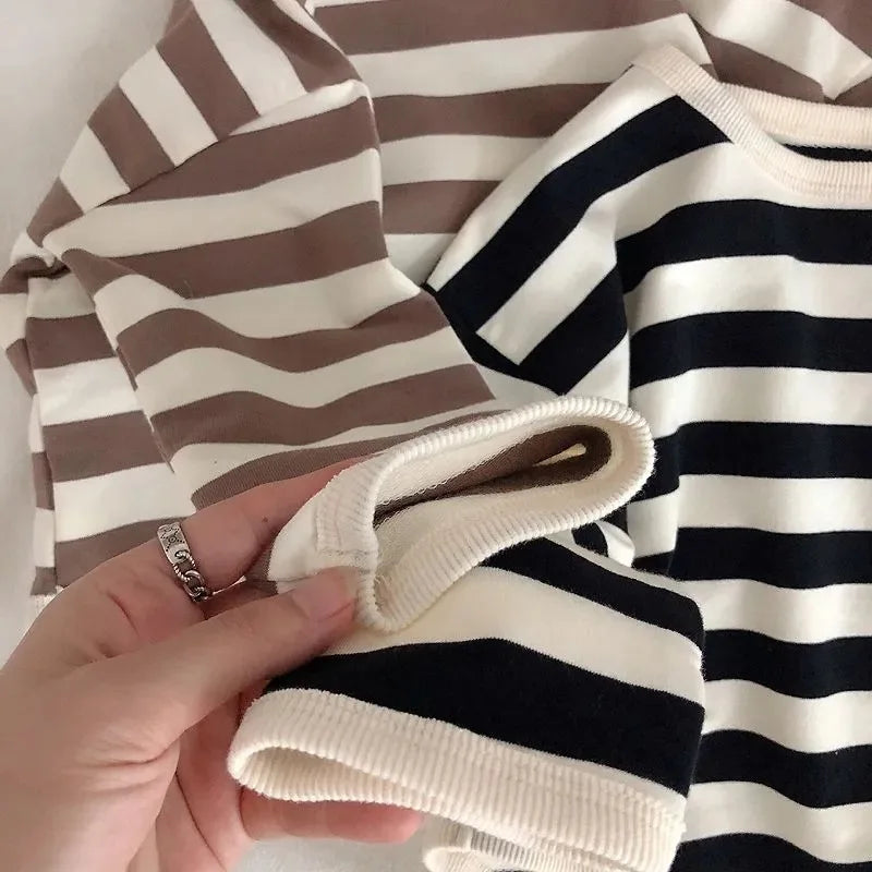 Striped Long Sleeves T-shirt Loose