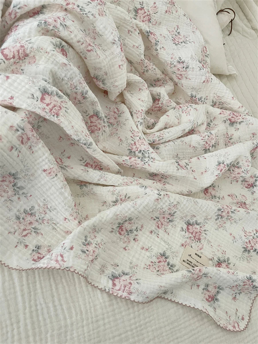 Floral Soft Cotton Muslin Blanket