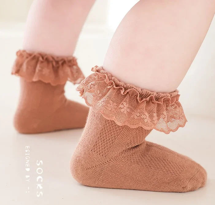 Baby Ruffle Socks Solid Color Cotton