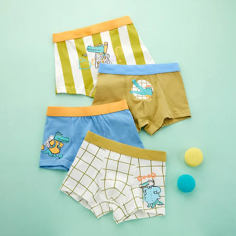 4PCS Cotton Underwear  Dinosaur Print