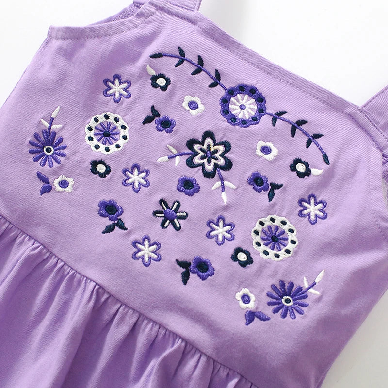 Embroidery Flowers Sleeveless Dress