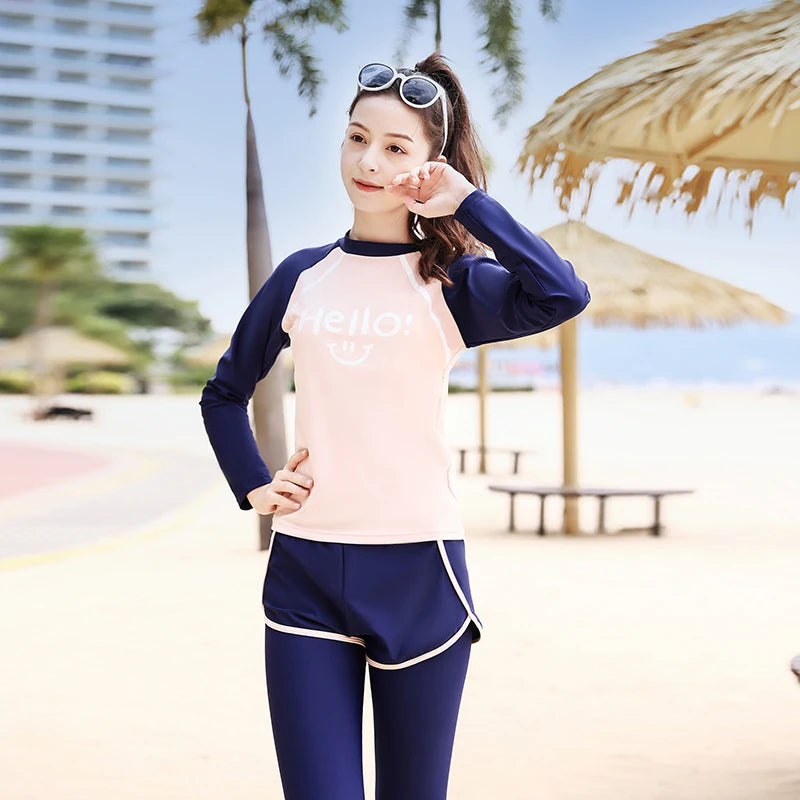 girls swimsuit long sleeves long pants