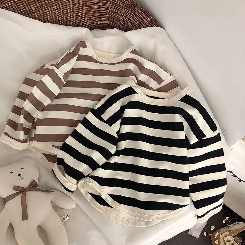 Striped Long Sleeves T-shirt Loose