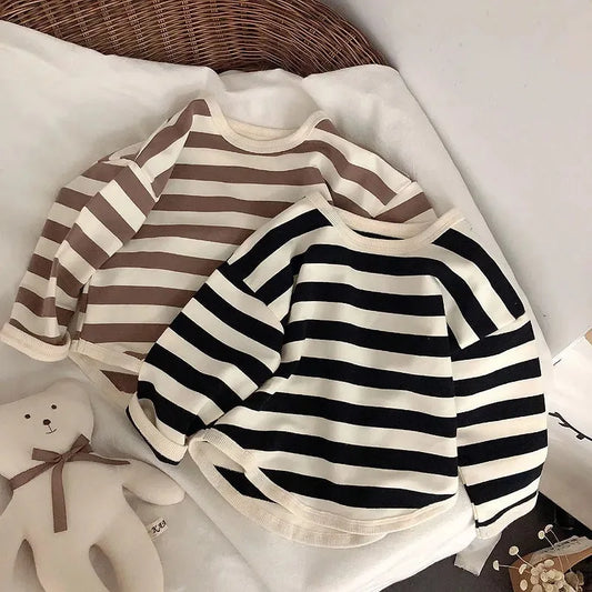 Striped Long Sleeves T-shirt Loose