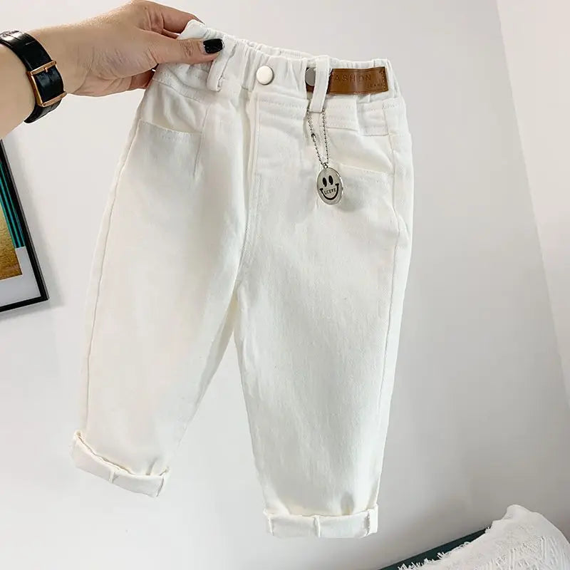 White bottom fold jeans