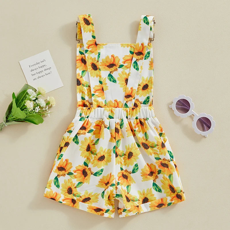 Sleeveless Sunflower Print Jumpsuit