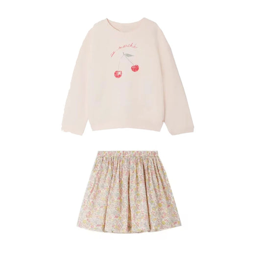 Cherry sweatshirt and skirt set