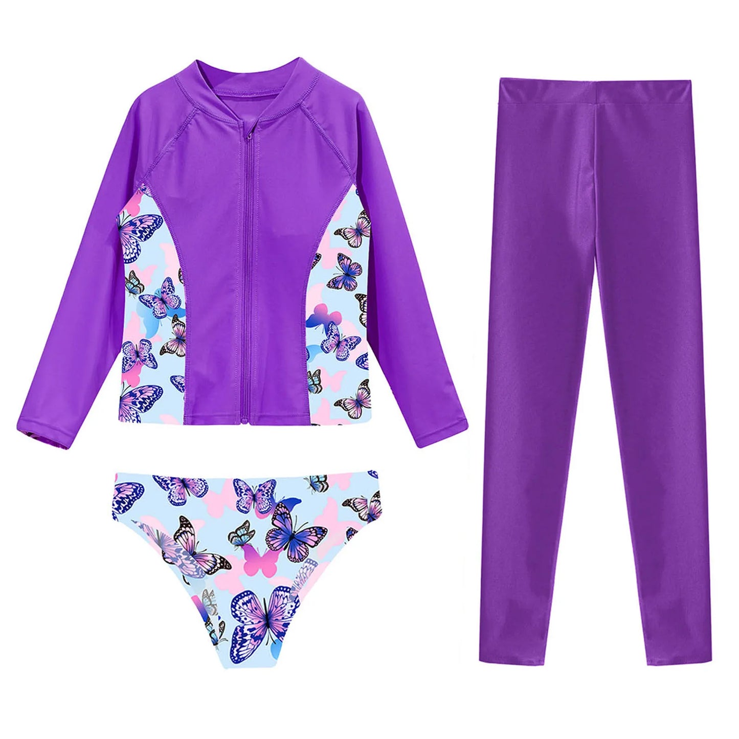 Print Suit Zipper Top with Briefs Pants