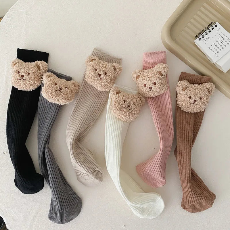 Knee High Long Soft Cotton Bear Socks