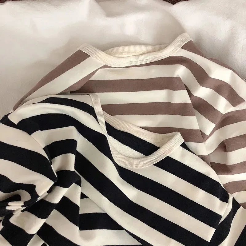 Striped Long Sleeves T-shirt Loose