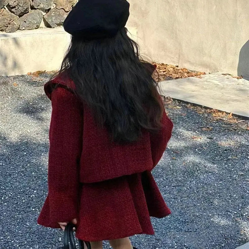 Girls Coat and Skirt Two Piece Set