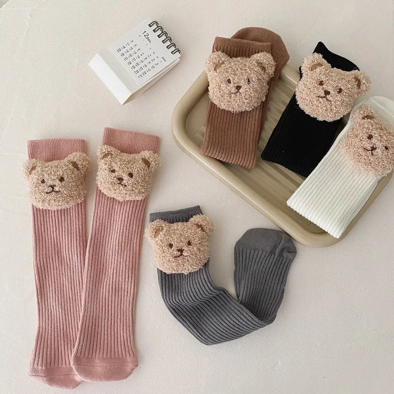 Knee High Long Soft Cotton Bear Socks