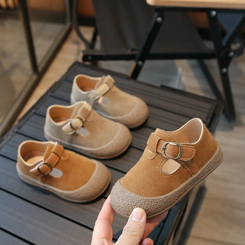 Children Leather Shoes T-strap