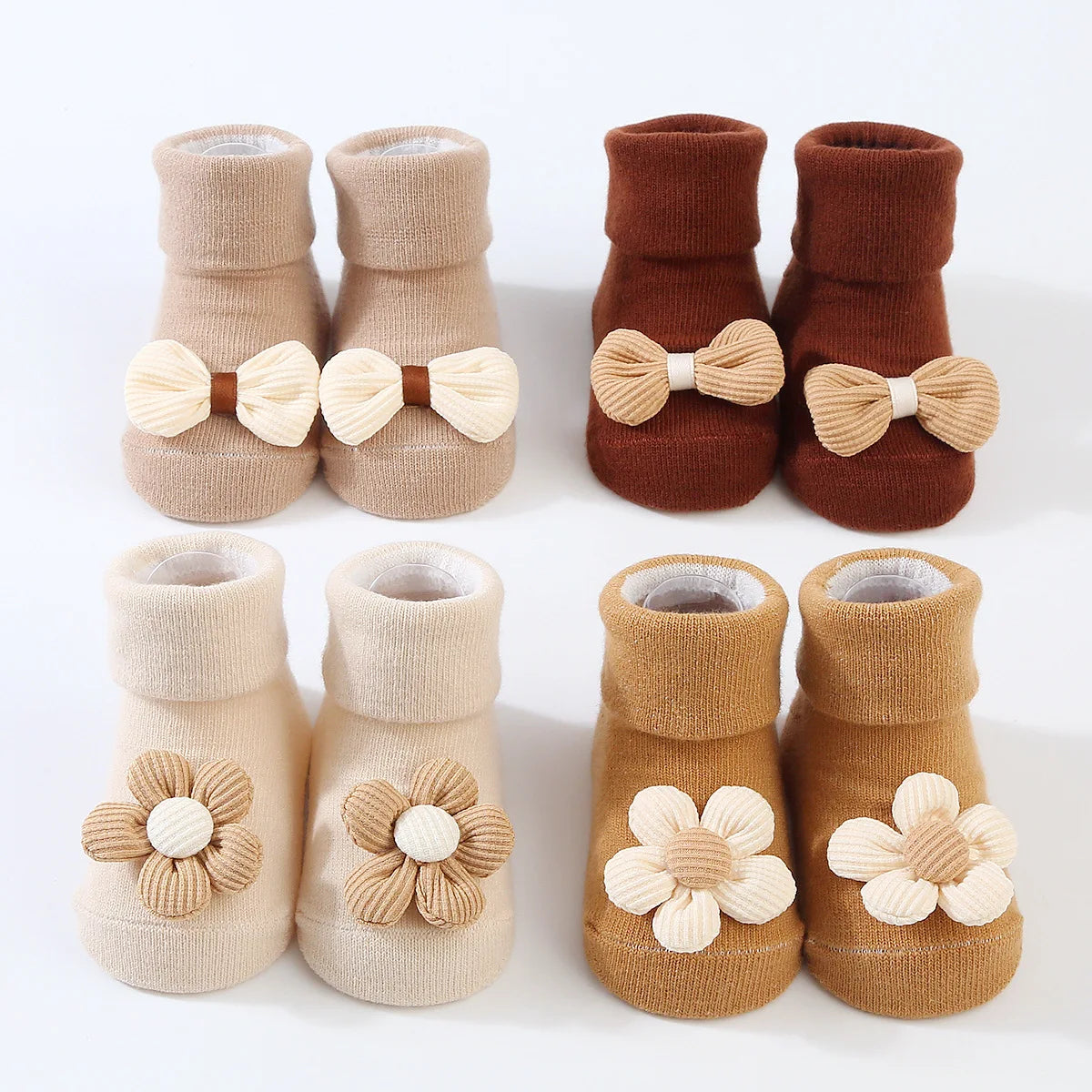 Cute Big Bowknot Floral Non-slip Socks