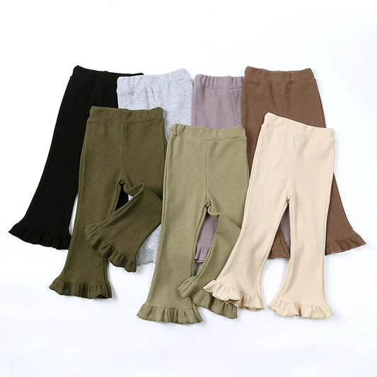 Girls Solid Elasticity Cotton pants