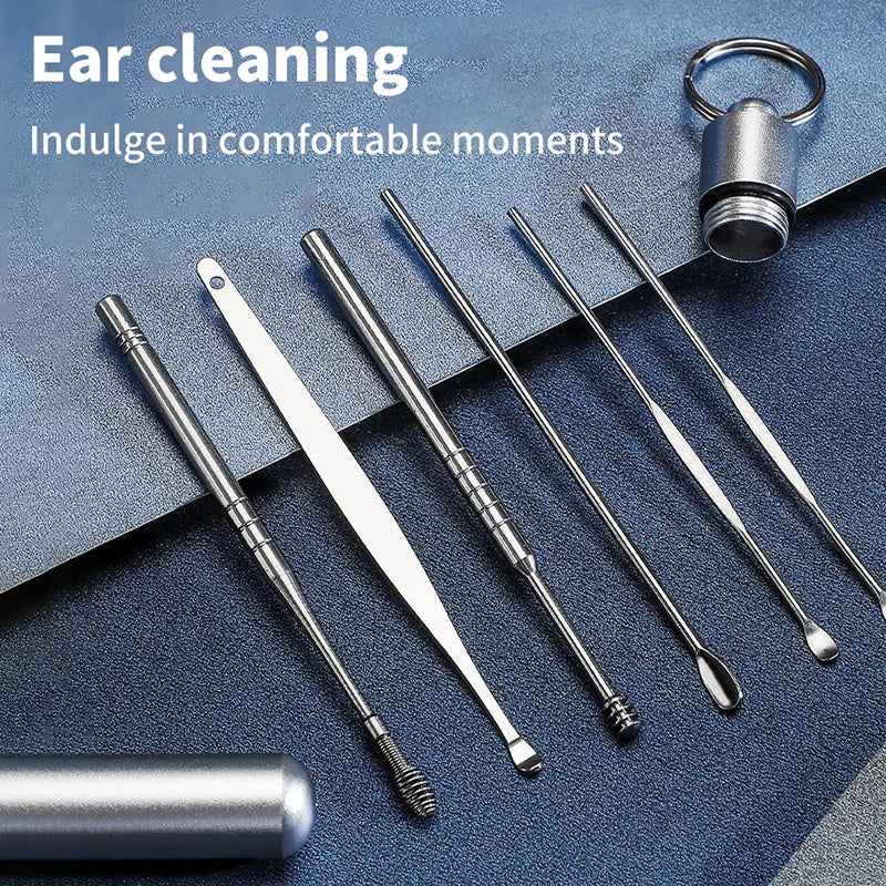 Metal Earscoop Earwax Picking Tool Set