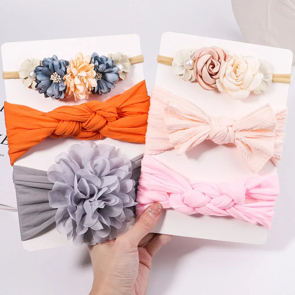 3Pcs Knit Flower Headbands