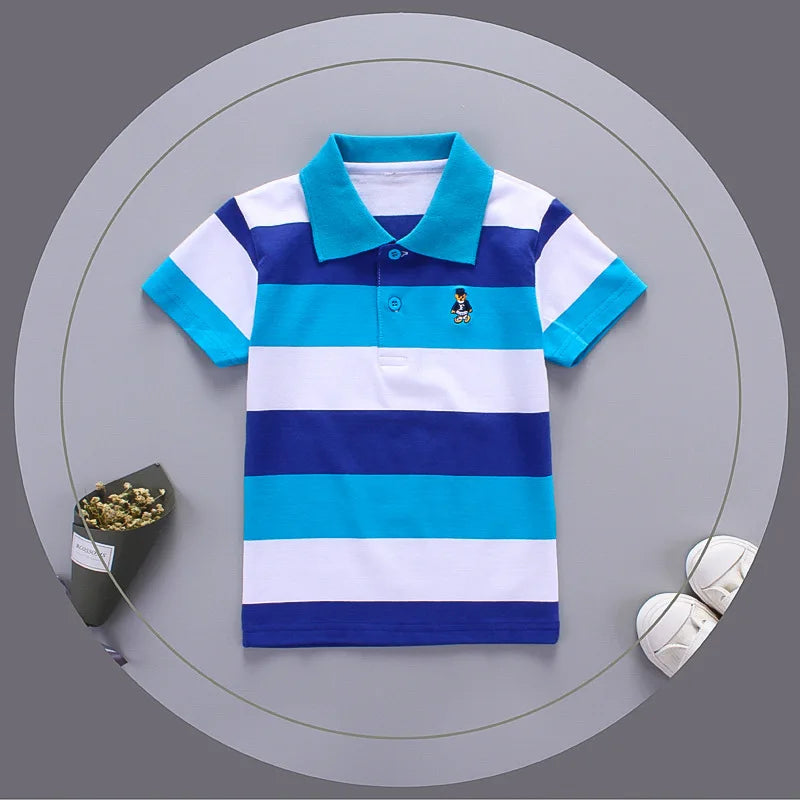 Boys Shirts Color Stripes Short Sleeve