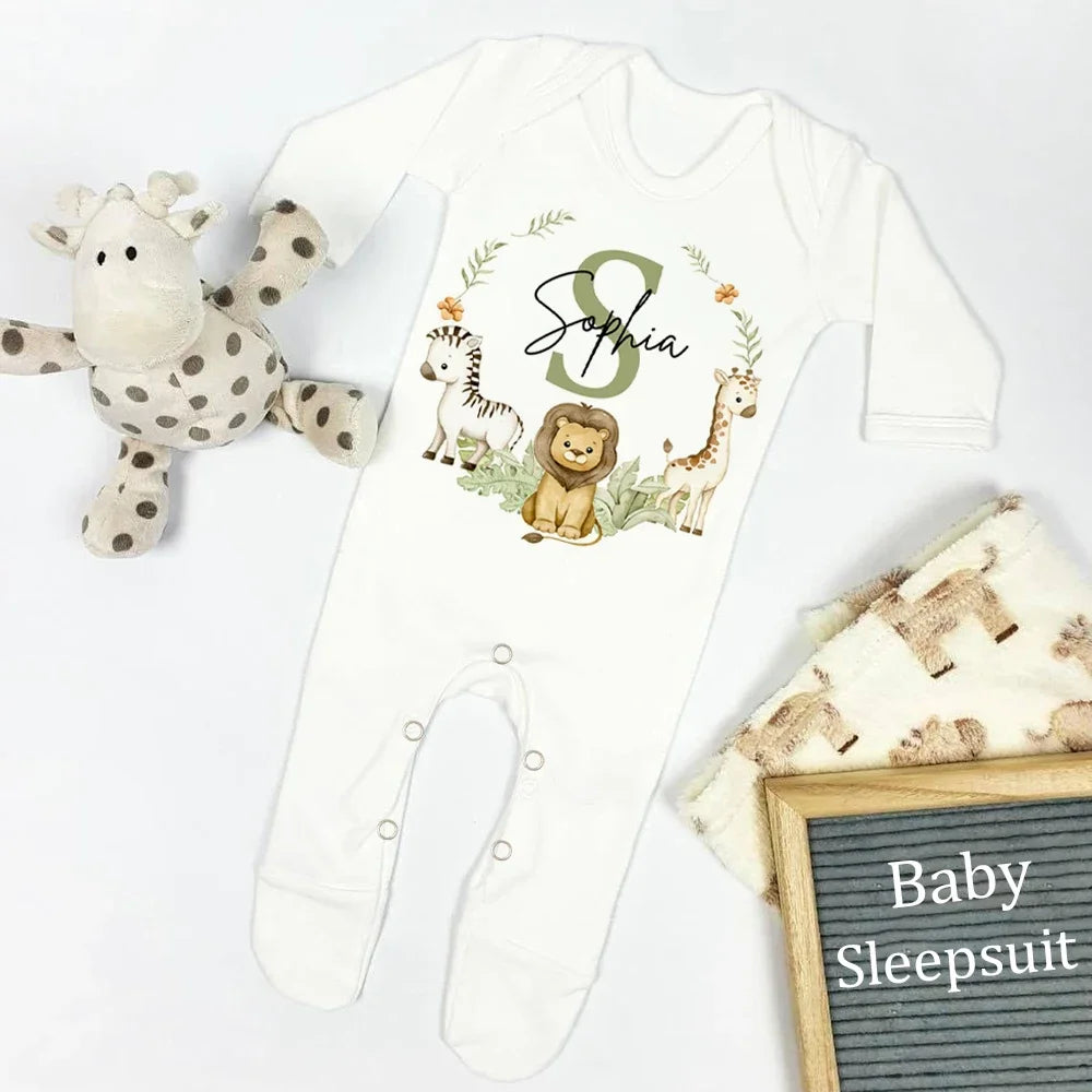 Personalised Animal Print Sleep suit