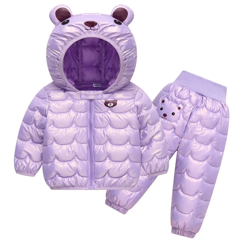 Bear windproof Hooded Two Piece Set