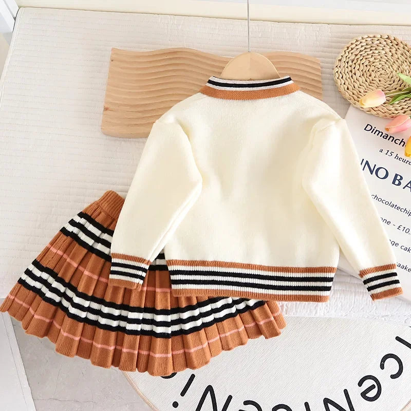 Girls Two Piece Sweater Skirt Suit