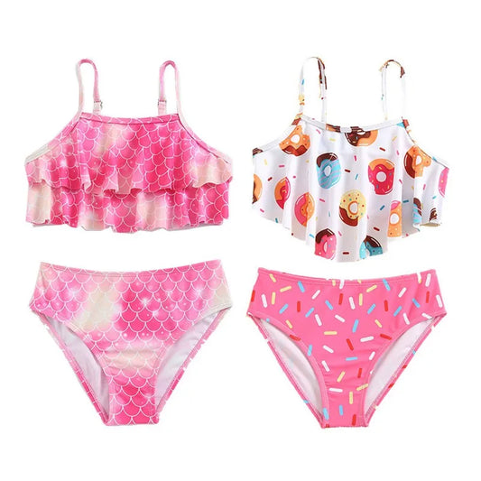 Girls Swimsuits Pattern Split Swimsuit