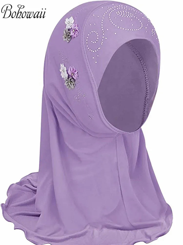 Girls Muslim Instant Floral Scarfs