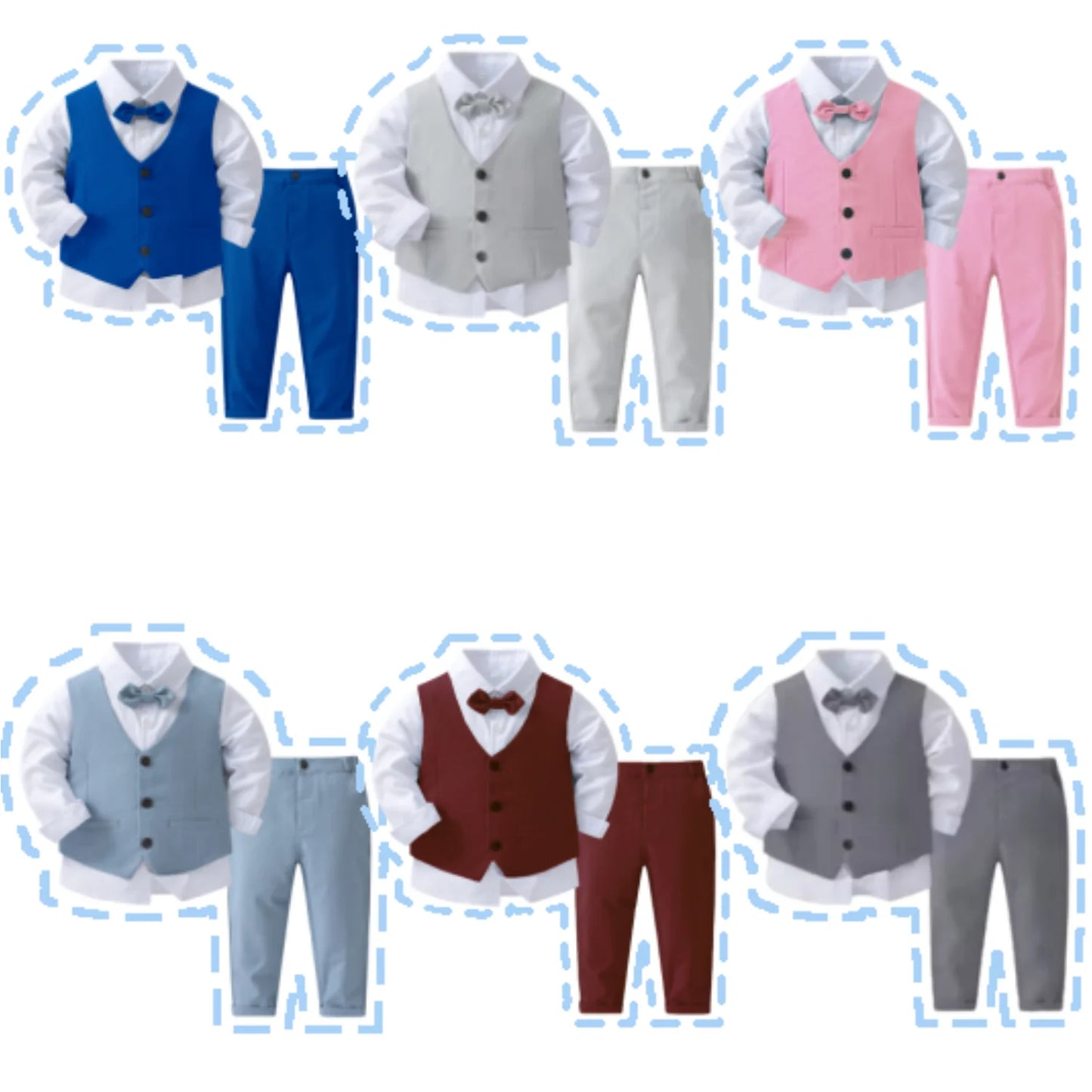 Set Solid Vest Suit Kids Cotton Formal