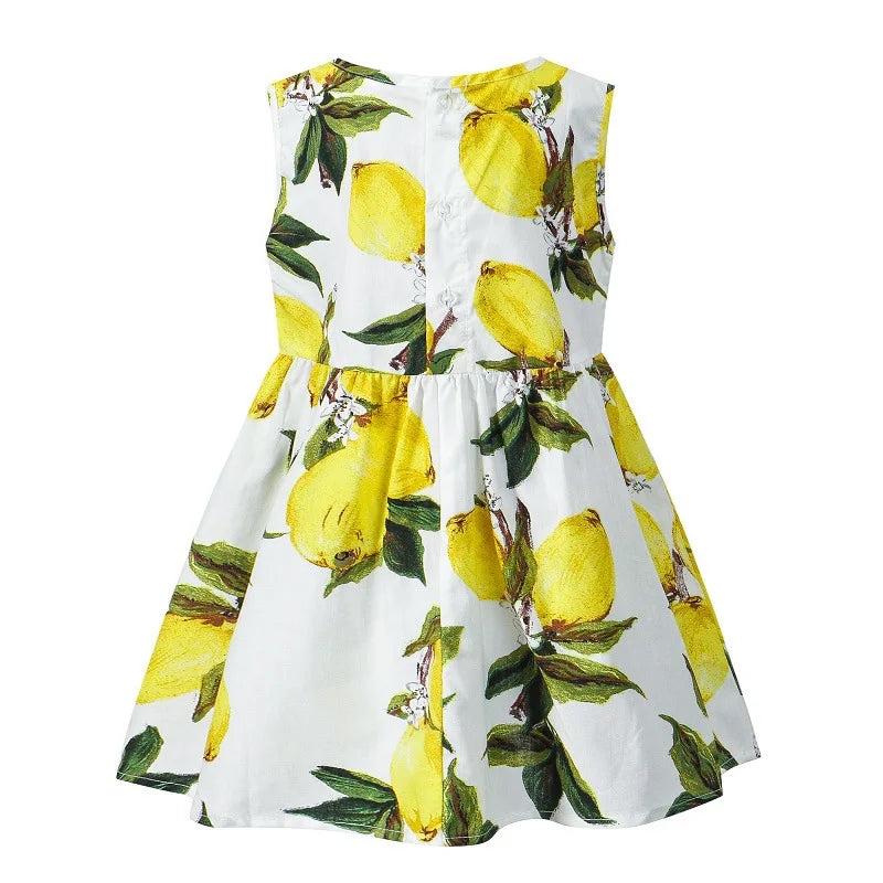 Lemon Sleeveless Cotton Print Dress