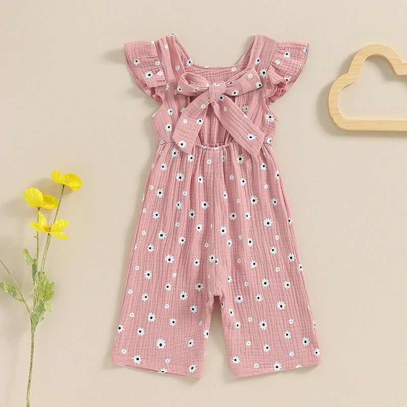 Girl Floral Print Ruffle Jumpsuits