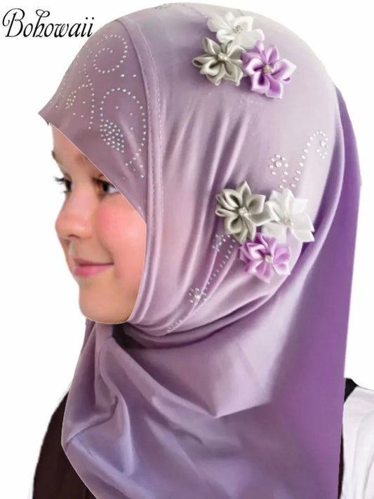 Girls Muslim Instant Floral Scarfs